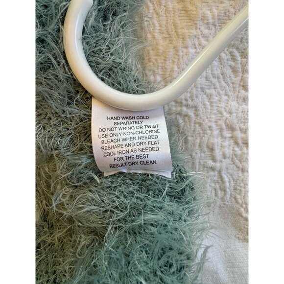 Pink Rose Womens V Neck Sweater L Lightweight Long Sleeved Fluffy Mint Green - Picture 7 of 7